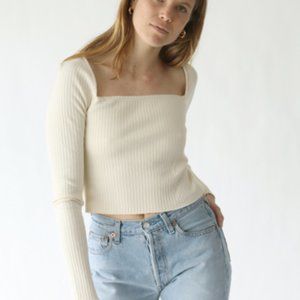 For Days Square Neck Rib Crop LS